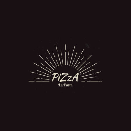 Pizza Slice for Vintage Rustic Retro Vintage Pizzeria Restaurant Bar Bistro applied for fast food logo design inspiration.のイラスト素材