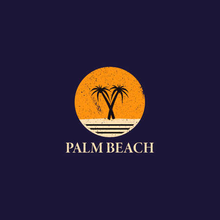 Palm Tree Beach Silhouette for Hotel Restaurant Vacation Holiday Travel Logo applied for the hospitality logo design.のイラスト素材