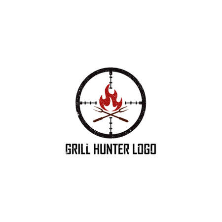 Grill Hunter Logo applied for the grill and barbeque logo design inspiration.のイラスト素材