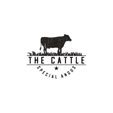 Angus Logo applied for the cafe bar and restaurant logo design inspiration.のイラスト素材