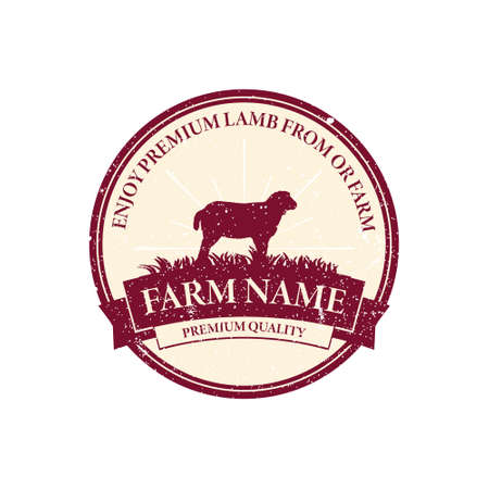 Vintage Cattle Angus Premium Quality Lamb Meat Sticker Label logo designのイラスト素材
