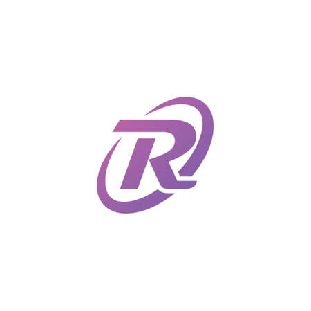abstract initial letter R and O logo in violet color isolated in white background applied for computer infrastructure company logoのイラスト素材