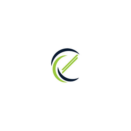 abstract initial letter C and E logo in dark blue and green color isolated in white background applied for engineering consulting logo also suitable for other brands or companiesのイラスト素材