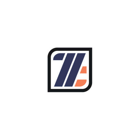 abstract initial letter ZA logo in dark blue and orange color isolated in white background applied...