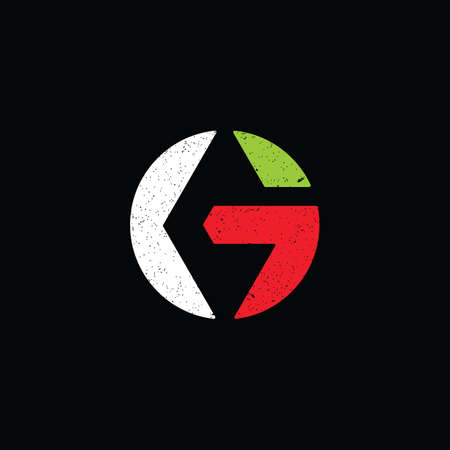 abstract initial letter GC logo in white, green, and red color isolated in black background applied for financial software company logoのイラスト素材