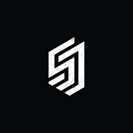 abstract initial letter SB logo in white color isolated in black background applied for watch manufacturing logo also suitable for the brands or companies that have initial name BSのイラスト素材