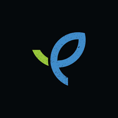abstract initial letter PI logo in green and blue color isolated in black background applied for insurance agency logo also suitable for the brands or companiesのイラスト素材