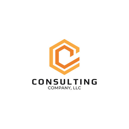 Abstract initial letter CC logo in orange color isolated in white background applied for business and consulting logo also suitable for the brands or companies have initial name Cのイラスト素材