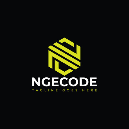 Abstract initial letter NC or CN logo in yellow-green color isolated in black background applied for internet and technology logo also suitable for the brands or companiesのイラスト素材