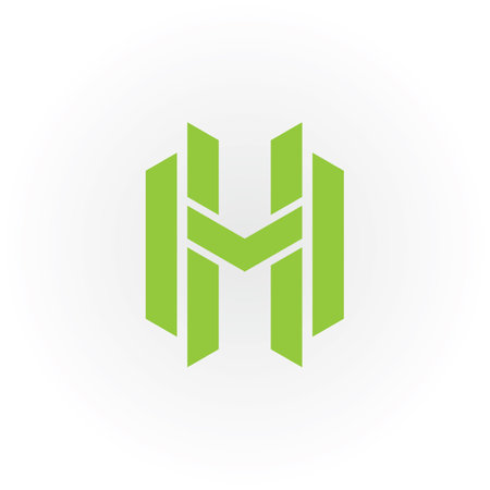 Abstract initial letter MV or VM logo in green color isolated in white background applied for construction company logo also suitable for the brands or companiesのイラスト素材