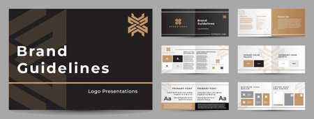 Abstract Creative and Minimalist Letter MX Logo Design Icon with Landscape Brand Guidelines Template and 12 Pages Brand Guidelineのイラスト素材