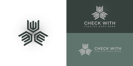Abstract CW or WC Logo letter monogram with triangle shape design template presented with multiple background colors. The logo is suitable for business and consulting logo designのイラスト素材
