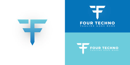 Abstract initial letter FT or TF logo in blue color isolated in white background applied for real estate technology logo also suitable for the brands or companies have initial nameのイラスト素材