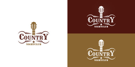 Country Bar logo was applied for the western restaurant and the bar logo was presented with multiple background colors. The logo is suitable for the Food and Restaurant Music Barのイラスト素材