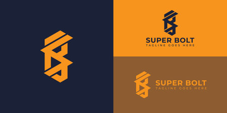 Abstract initial letter SB or BS logo in orange color isolated in deep blue background applied for electrical supplier logo also suitable for the brands or companiesのイラスト素材