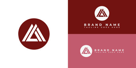 Abstract letter ML or LM initial letters triangle shape isolated in red circle monogram logo. Letter ML or LM logo applied for Food Manufacturing Company logo design inspirationのイラスト素材
