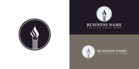 flame torch logo pillar symbol vector illustration design in black color presented with multiple white, black, and brown background colors. The logo is suitable for business logoのイラスト素材