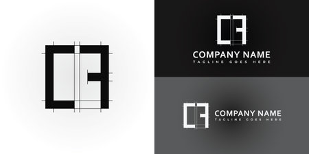 Abstract initial letter CF or FC logo in black color presented with multiple background colors. The logo is suitable for architecture company logo design inspiration templates.のイラスト素材