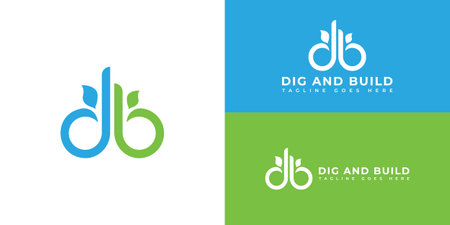 abstract initial letter D and B logo in blue and green color isolated in white background applied for biogas energy plant logo also suitable for the brands or companiesのイラスト素材