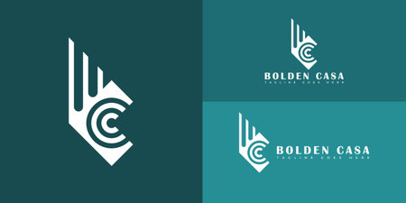 Abstract initial strip letter BC or CB logo in clear white color isolated on multiple background colors. The logo is suitable for real estate capital investment icon logo designのイラスト素材
