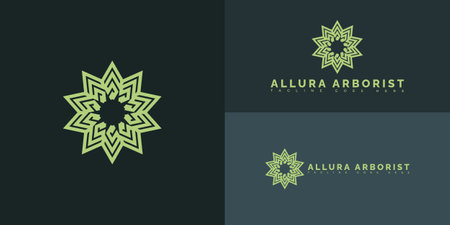 Modern initial spiral vector letter A or AA logo in green color isolated on multiple background colors. The logo is suitable for landscaping company logo design inspirationのイラスト素材