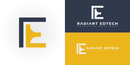 The  offers a uniquely constructed RE initial, presented in a bold and geometric style perfectly tailored for the Education and Learning sector.のイラスト素材