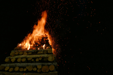 Tradition big torch Abbadia San Salvatoreの写真素材