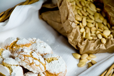 Ricciarelli and ingredientsの写真素材
