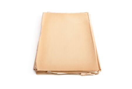 yellowed vintage paper on white background