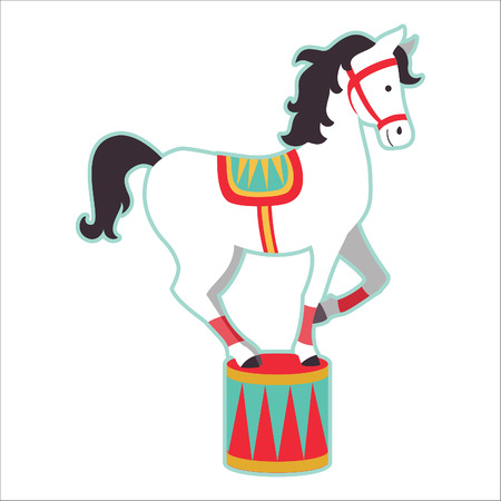 Retro circus animal isolated vector character. Horse.のイラスト素材