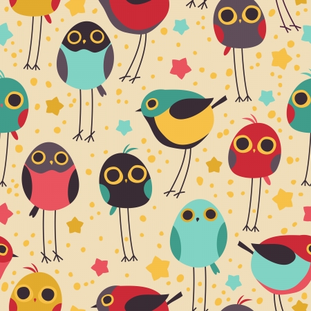 Cute little bird seamless vector pattern.のイラスト素材