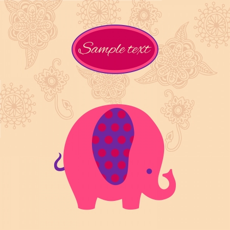 Cute cartoon colorful elephant vector card.のイラスト素材