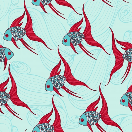 Fishes vector seamless pattern.のイラスト素材