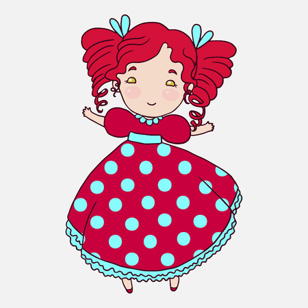 Small cute girl isolated vector illustration.のイラスト素材