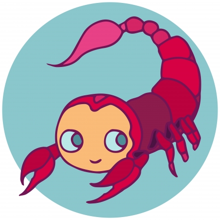 Zodiac sign cartoon vector illustration. Scorpio.のイラスト素材