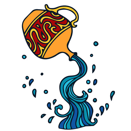 Aquarius Zodiac sign cartoon isolated illustrationのイラスト素材