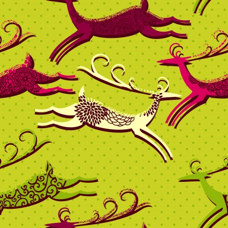 Deer silhouette vector seamless pattern.のイラスト素材