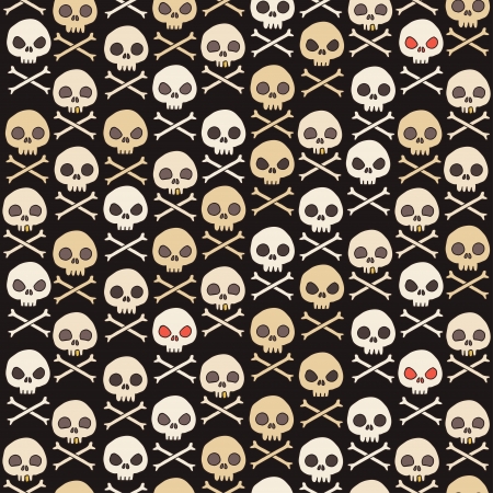 Cartoon skull seamless pattern.のイラスト素材