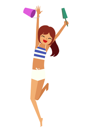 Child on vacation. Vector illustration.のイラスト素材