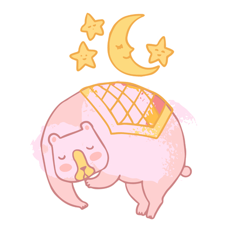 Cute adorable bear in pastel colors. Vector illustration.のイラスト素材