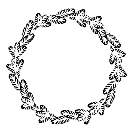Christmas hand drawn holiday card with wreath.のイラスト素材