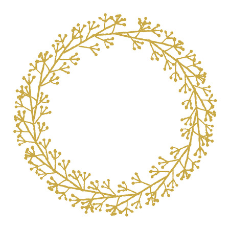 Christmas hand drawn holiday card with wreath.のイラスト素材