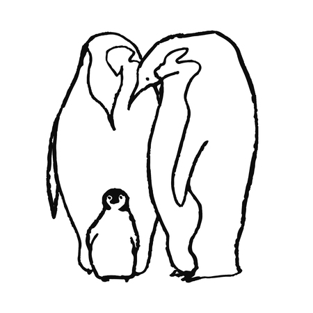 Cute hand drawn animal in scandinavian style. Simple line art. Vector illustration.のイラスト素材