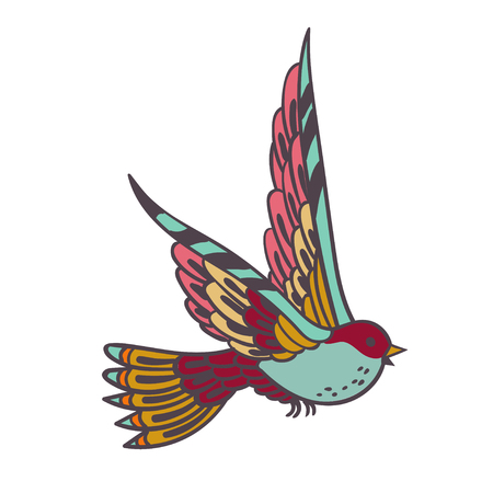 Dark Enchanted Vintage Flowers and Birds vector illustration. Magic forest background.のイラスト素材