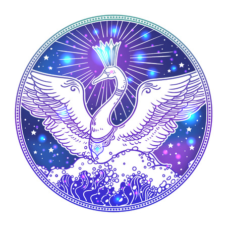 Beautiful Princess Swan. Russian folk tale. Christmas cartoon illustration. Vector illustration.のイラスト素材