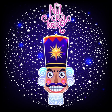 Beautiful vector illustration. Poster with  Nutcracker. Cute cartoon element from winter tale and...