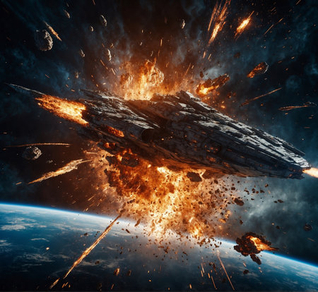 Explosion of the planet Earth. Elements of this image furnished by NASAの素材