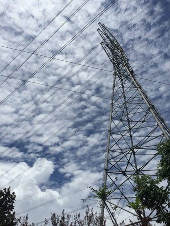 Antenna tower against the skyの写真素材