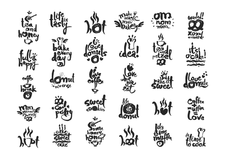 Sweet Pastry Calligraphic Letterings Setのイラスト素材