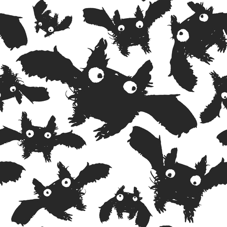 Black Ink Bats Patternのイラスト素材